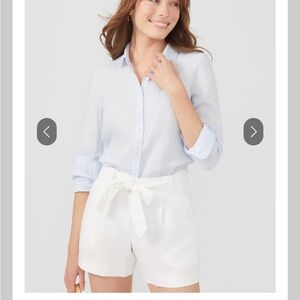 J. McLaughlin Light Blue Linen Button-Down Shirt